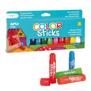 Caja de 12 Témperas sólidas en stick colores Clásicos Fixo Kids