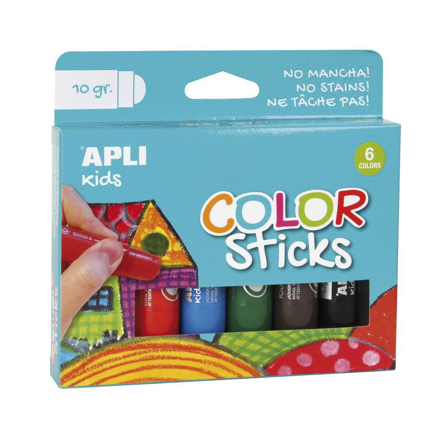 APLI Kids 14405 - Color Sticks Metalizados - Témperas solidas para niños, 6  u.